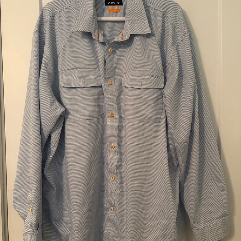 Orvis Blue Checkered Active Fit Shirt
